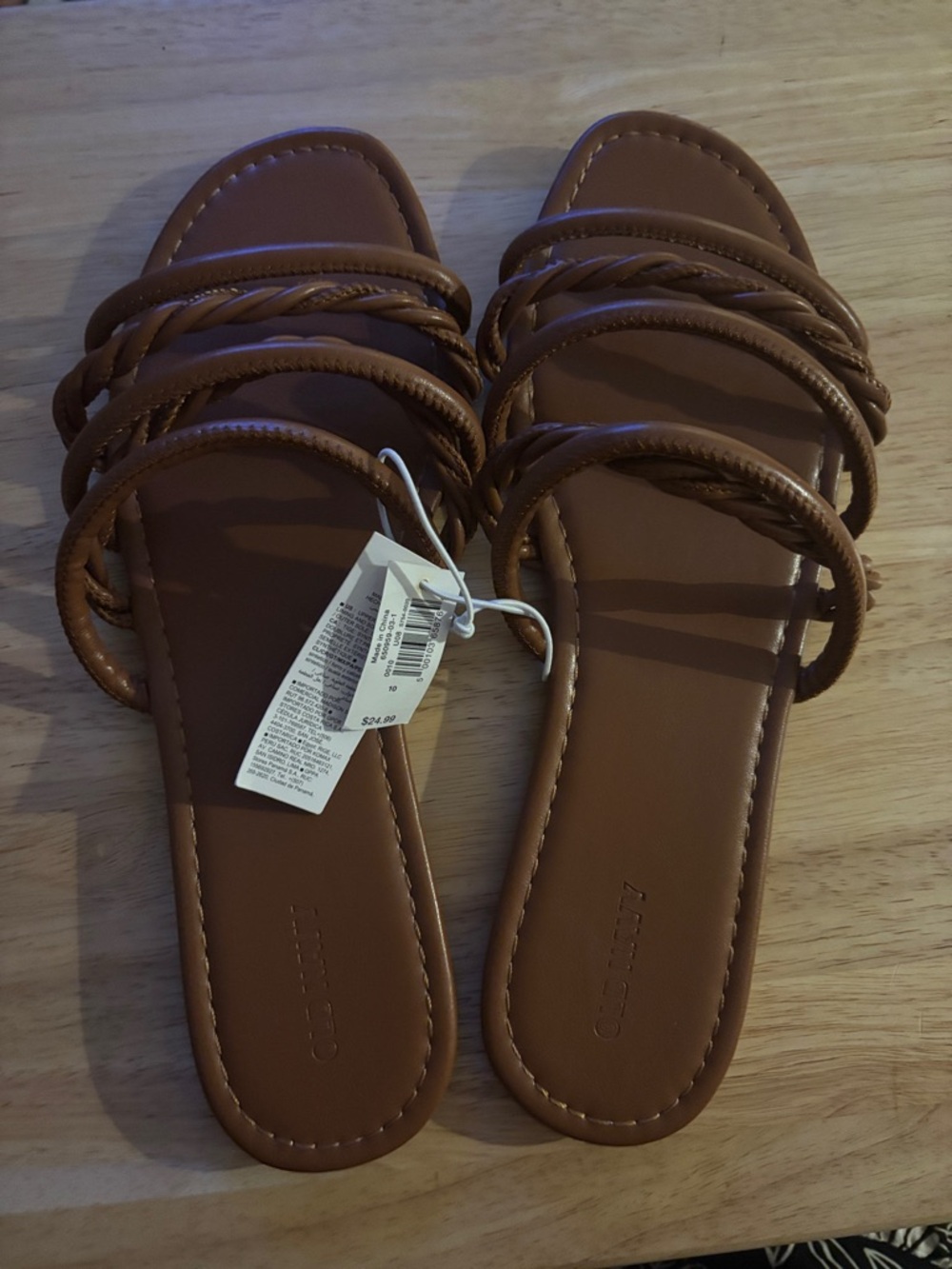 Old Navy Women’s Brown Braided Strap Slide Sandals